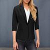 Women Suit Coat Lapel 3/4 Sleeve Single Button Suit Jacket with Pockets Solid Color Commuting Style Business Outerwear