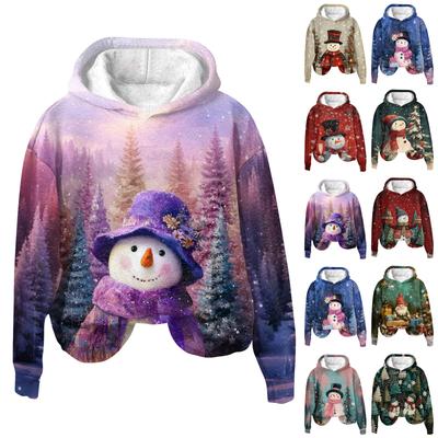 Женская модная толстовка с длинным рукавом, рождественским принтом, свободного кроя, с капюшоном