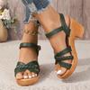 Fashion Summer High Heels Sandals Women 2025 Summer Ankle Buckle Platform Sandals Woman Pu Leather Square Heel Gladiator Sandalias Mujer