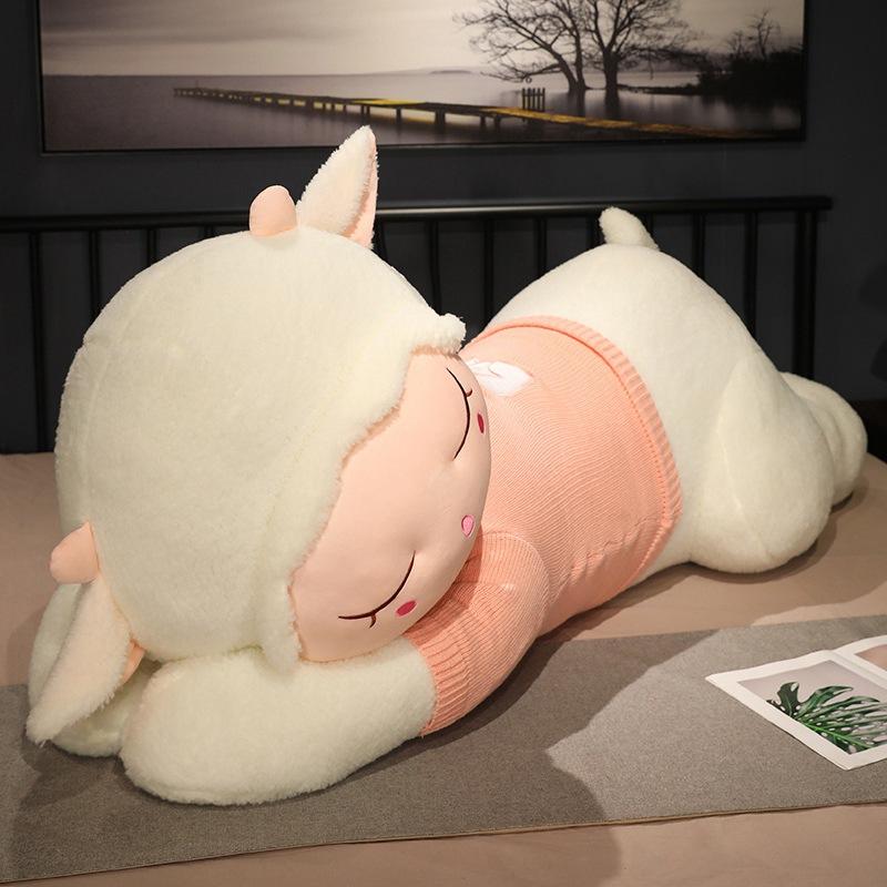 Большой свитер овца маленькая овечка кукла плюшевая игрушка лежащая овечка кукла девочка успокаивающая тряпичная кукла подарок на день рождения