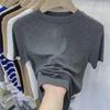 Women's Solid Color French Slim Fit Short Sleeve T-Shirt - 2024 Summer Collection