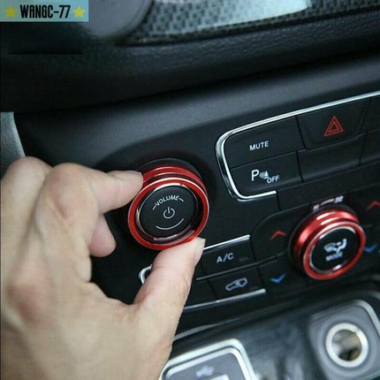 Aluminum Red Central Console AC Knob Cover Trim New For Jeep Compass 2017-