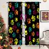2PCS- Cartoon Dog Paw Print Pattern Printed Curtains, Pole Bag Home Decoration, Room Decoration