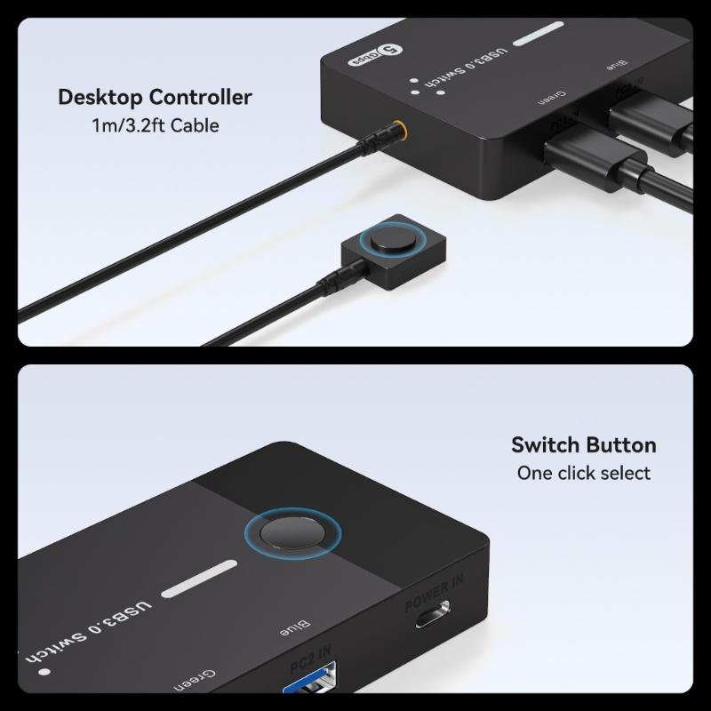 USB 3.0 Switcher 2 Computers Sharing USB C Devices 4 Port USB Switcher Sharing Keyboards and Mouse Printer Scanner