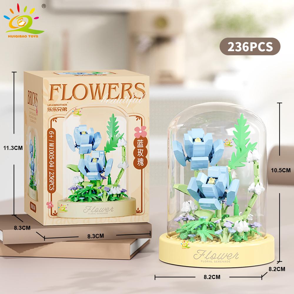 MOC Flower Display Box Micro Building Block MOC Mini Flower Mini Diamond Model Brick Toy for Children Desk Decoration