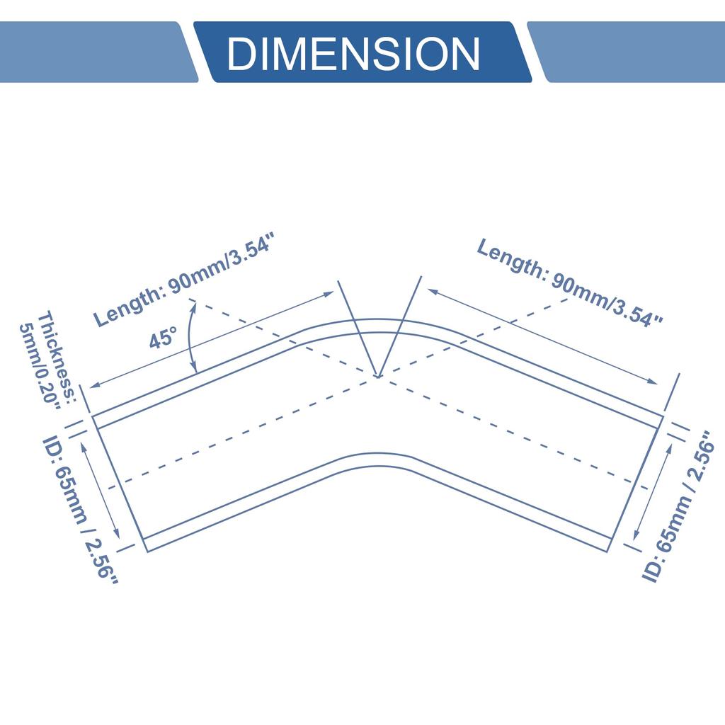 X AUTOHAUX 1 комплект Внутренний диаметр 65 мм Длина 90 мм 45 градусов Черный Красный Силикон