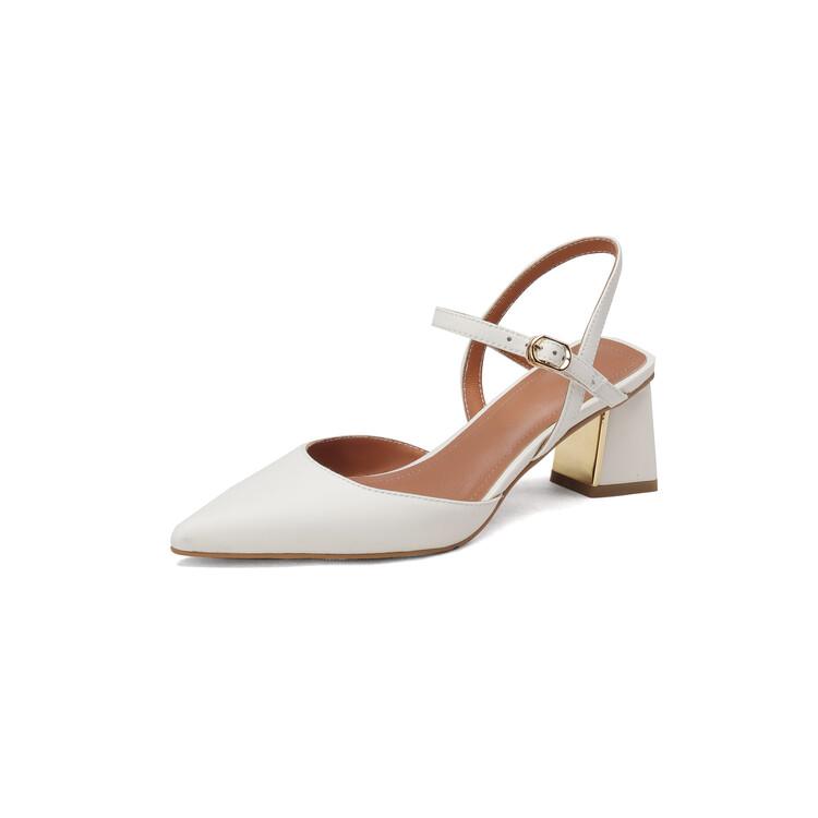 Модные новые летние сандалии из овчины, женские сандалии с острым носком и ремешком сзади, туфли на массивном каблуке для женщин, повседневная обувь, zapatos de mujer