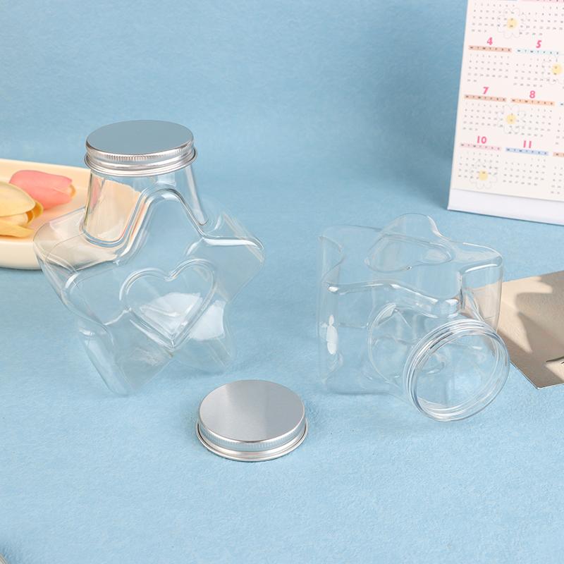 Звезда Форма Кукольный Орнамент Ящик Для Хранения Пластиковая Бутылка С Крышками Контейнер Для Хранения Пищи Банка С Широким Горлом Многоразовый Контейнер Для Печенья