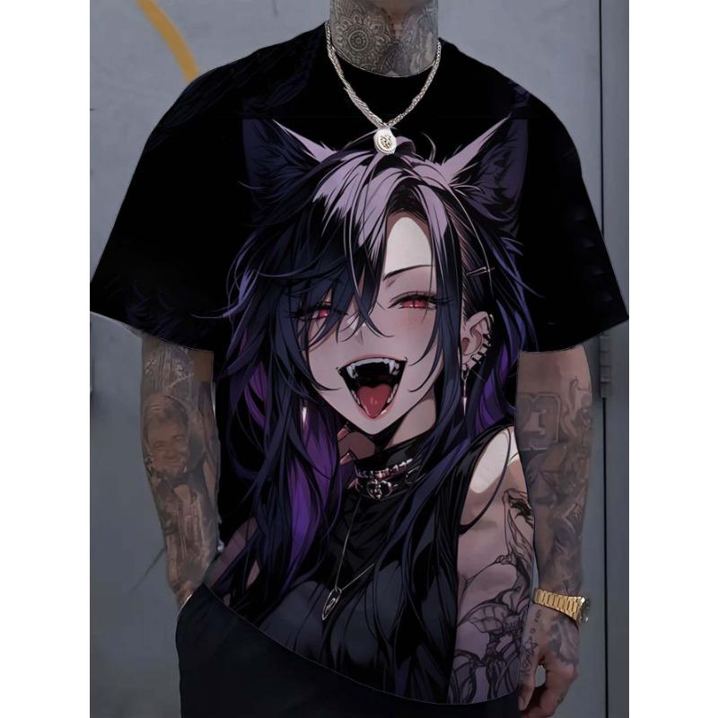 Футболка с рисунком девушки-татуировки из мультфильма, 3D-принт, мужская, большой размер, толстовка для мужчин, Bad Girl Harajuku, короткий рукав, футболка