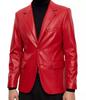 Lambskin Formal Stylish Fashion Soft Men Blazer Red Handmade Genuine Leather