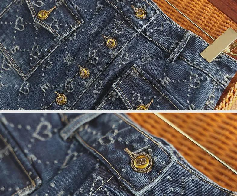 Женская юбка-жаккард из денима весна/лето 2024 года: Повседневный, универсальный, с разрезом на спине