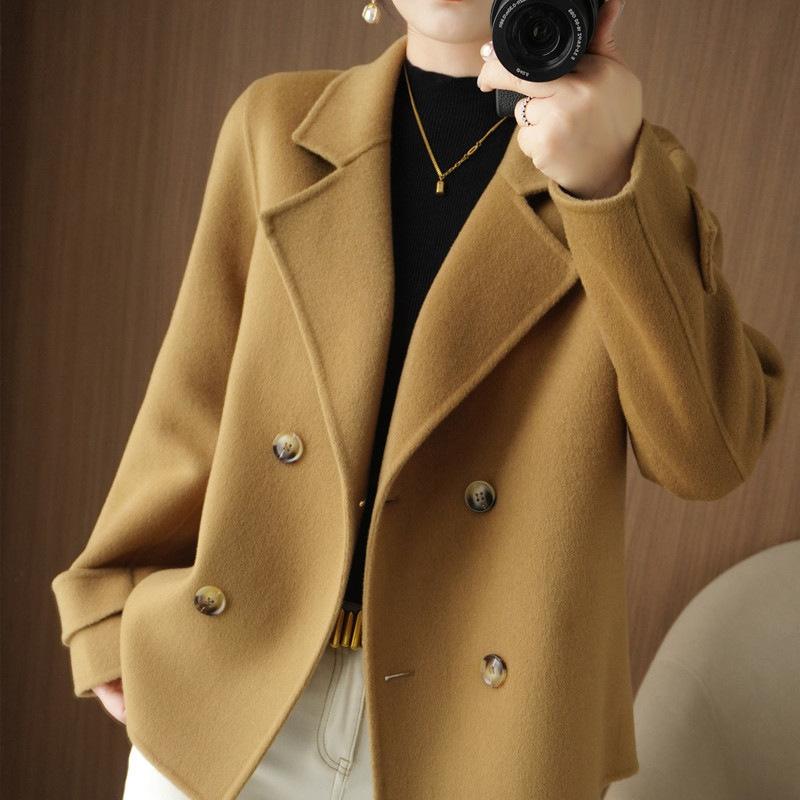 Autumn and Winter Women's Temperament Fashion Jacket Loose Woolen Cardigan Coat Short Suit Collar Woolen Trend Coat