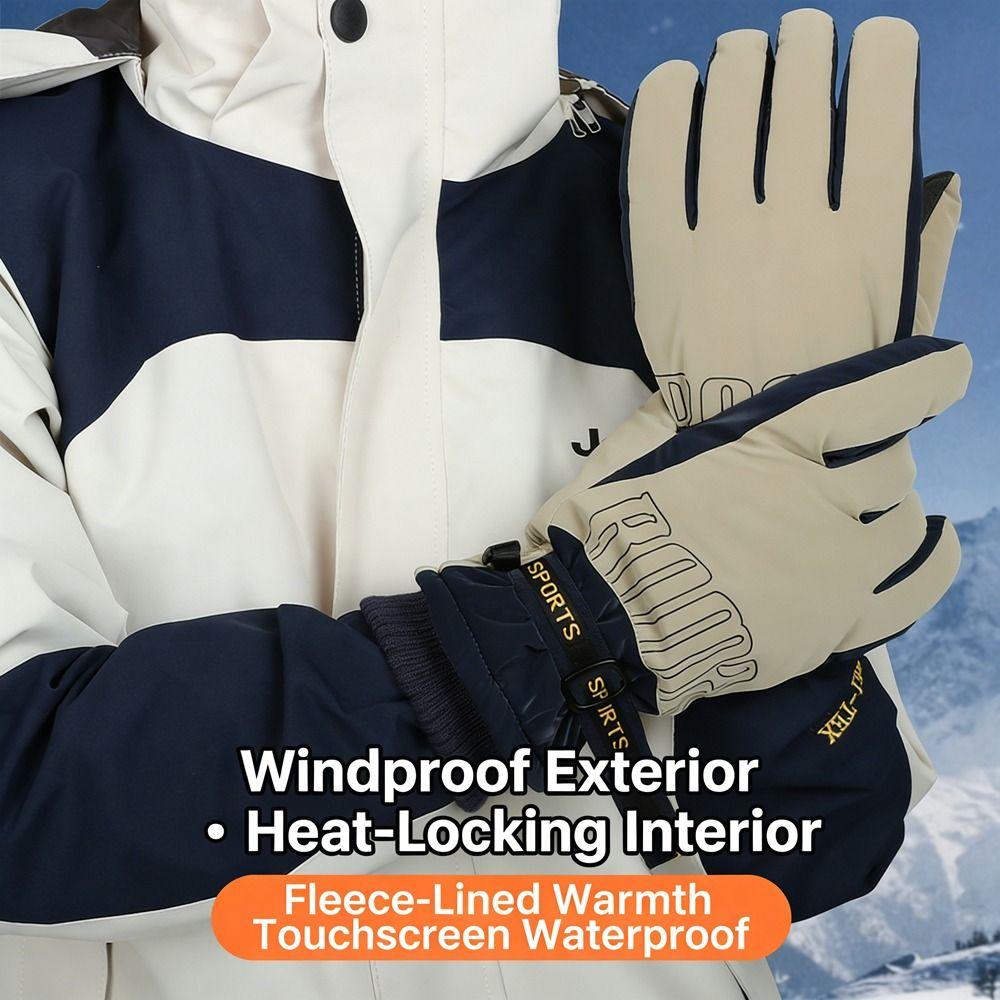 Fashion Waterproof Ski Gloves Warm Thermal Touch Screen Snow Gloves Comfortable Fleece Lined Winter Gloves Motorcycle Riding