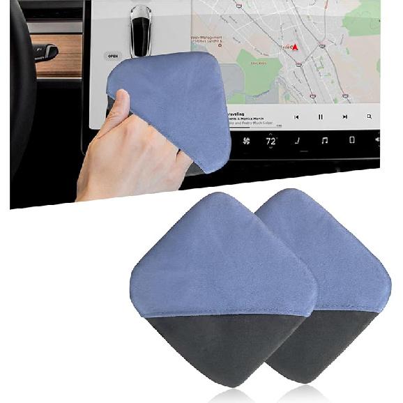 Car Screen Cleaner, 4.72×3.93" Triangle Microfiber Auto Screen Cleaning Pad, Foldable Touch Screen Cleaner Cloth for Vehicle Dashboard LCD Display,