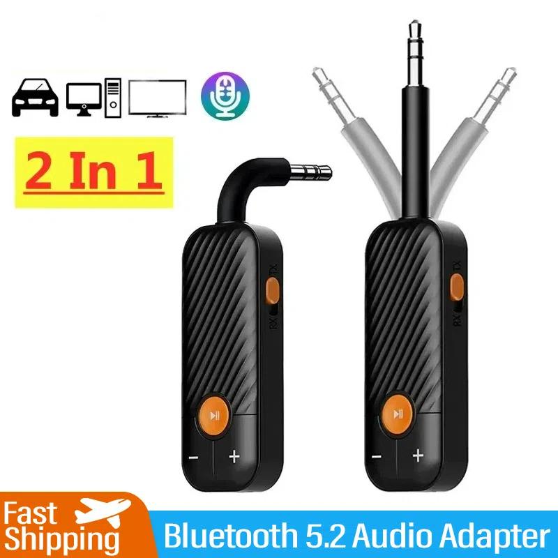 Bluetooth 5,2 аудиоприемник-передатчик 3,5 мм 3,5 AUX с микрофоном стерео музыкальный беспроводной адаптер для наушников ПК ТВ автомобильные колонки