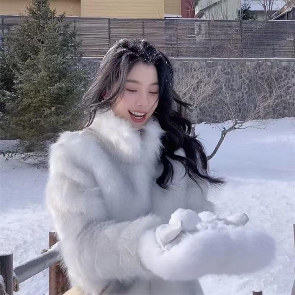 Женская зимняя шуба, короткий меховой топ, новая имитация лисьего меха, зимний топ