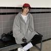 New Oversized Gray Hooded Zip-Up Sweatshirt for Women – Spring Fashion