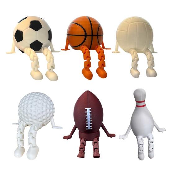Tennis Model Ornament Golf Basketball Soccer Baseball Ball Figure Articulated Legs Display Model Office Desk Accessory