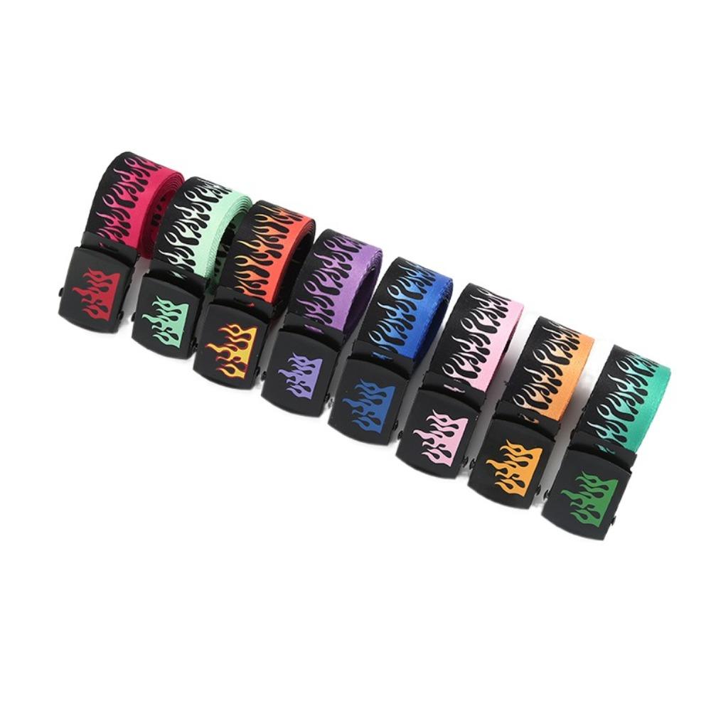Wide Side Canvas Belt Canvas Men Waist Belt Fashion Flame Belt Party