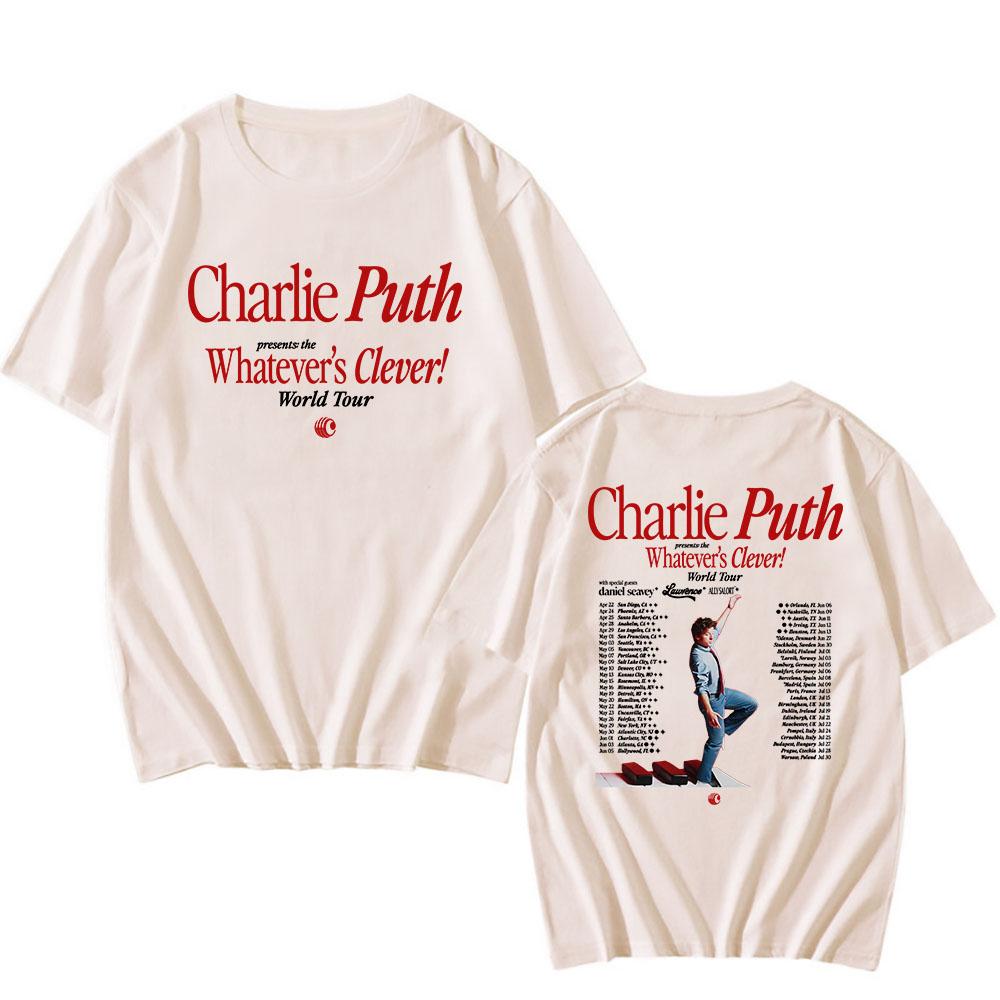 Whatever's Clever! World Tour 2026 T-shirt Charlie Puth Singer Graphic Tshirts Design Printing Merch Tees Summer Men/Women Shirt