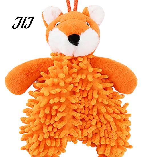 Bite Resistant Plush Toys for Dogs Squeaky Dog Toy, Fox/Rabbit/Bear Shape, Durable Bite-Resistant Interactive Toy Training Small Medium with Lanyard,