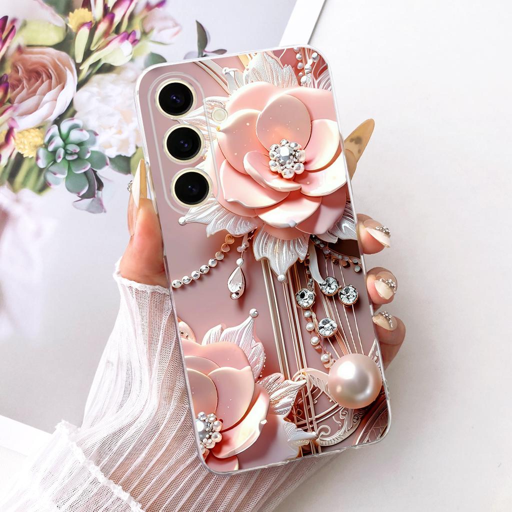 For Samsung Galaxy S25+ S25 2026 Cute Flower Butterfly Cat Painted Case For Samsung S25 5G S25Plus Soft Silicone TPU Phone Cases