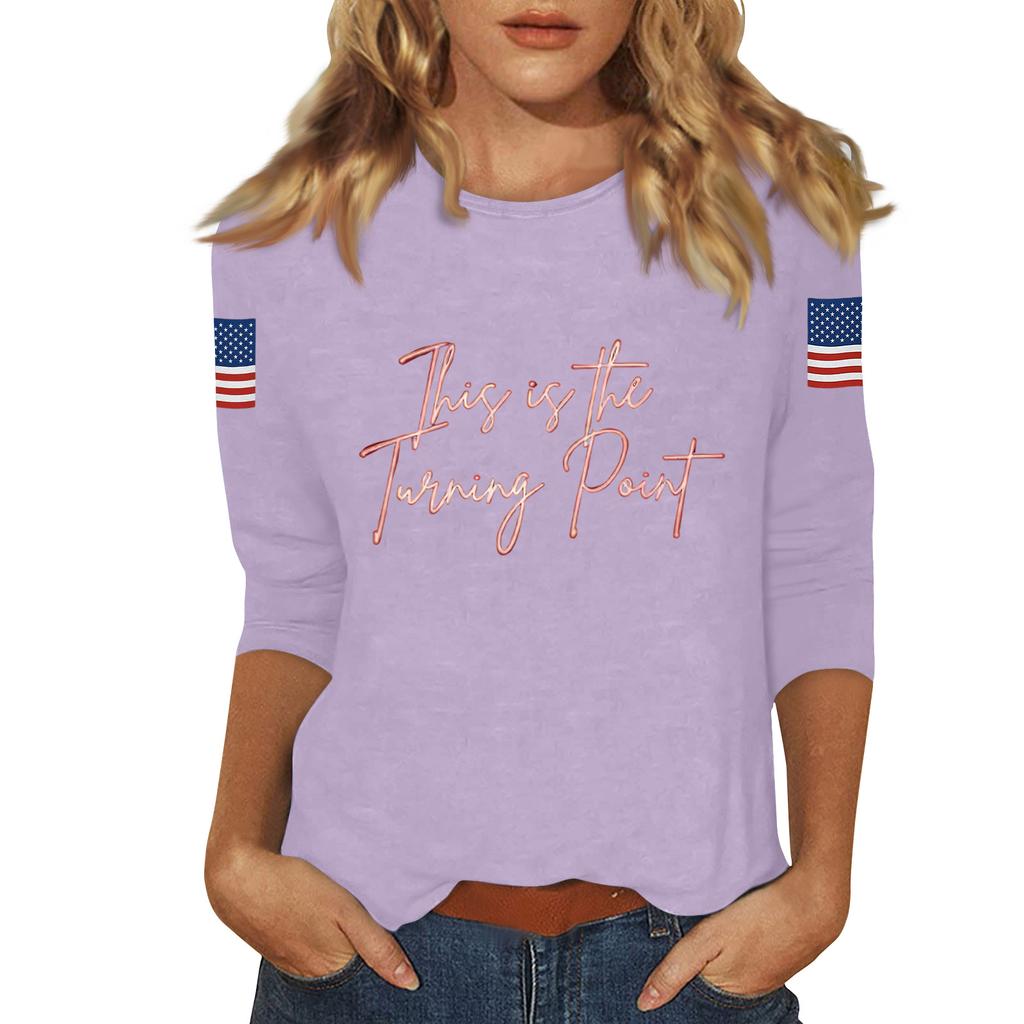 Women's Casual Fashionable Sexy Comfortable Neck Three-Quarter Sleeve Top