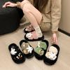 Милые мультяшные однословные шлепанцы-мопы Мао Мао женская уличная обувь 2025 осень новинка на толстой подошве удобные универсальные нескользящие хлопковые мопы