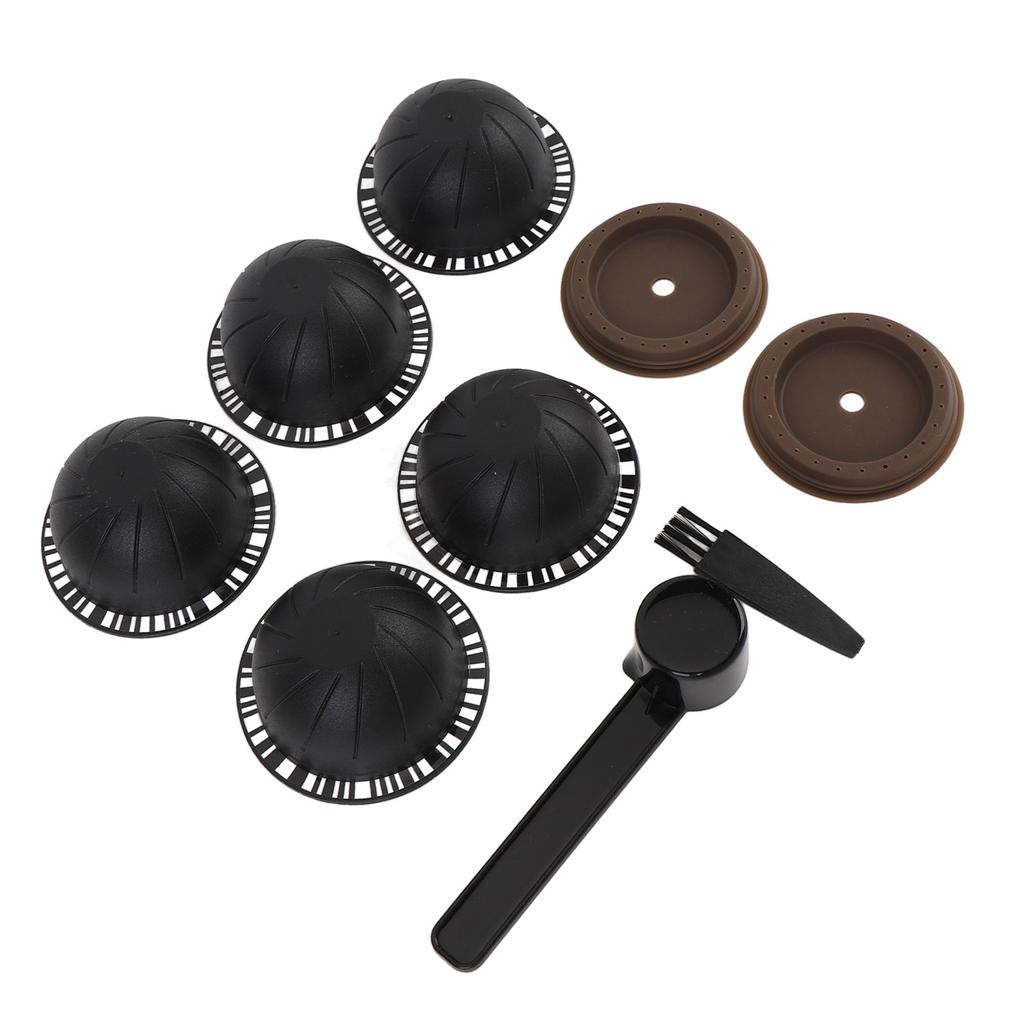 5 шт. многоразовых кофейных капсул, многоразовые кофейные капсулы с 2 крышками, 1 ложка-кисточка для приготовления кофе
