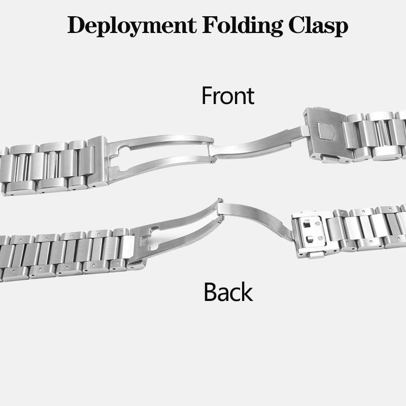 ONENew 22мм 24мм Сплошной браслет из нержавеющей стали Серебристый Черный Изогнутый конец для часов TAG heuer Cal-era Мужские ремешкиMN
