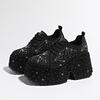 Designer Autumn Spring Leather Women Shoes New Style 10CM Platform Shoes Platforms Sneakers Tide Shine Bling Rhinestone Shoes