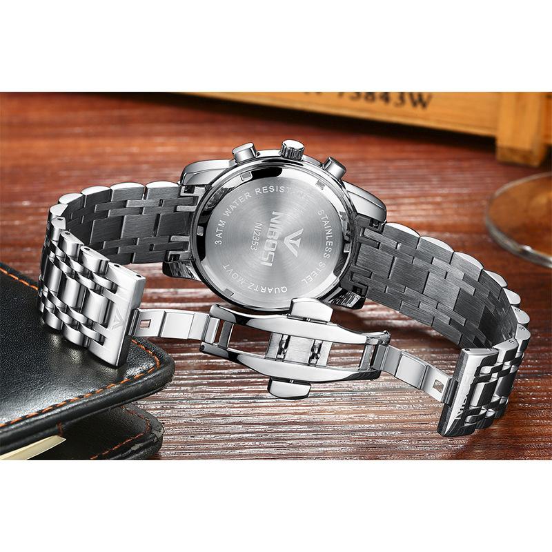 Часы NIBOSI Деловые мужские часы Многофункциональные шестиконтактные кварцевые часы