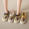Women Platform Vulcanized Shoes 2024 New Woman Thick Sole Canvas Loafers Fashion Graffiti Student Sneakers Outdoor Flats Shoes
