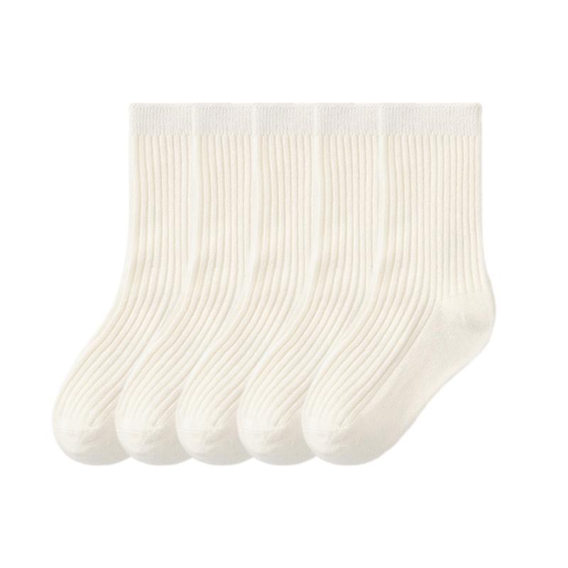 Детские носки, 5 пар однотонных детских носков средней длины
