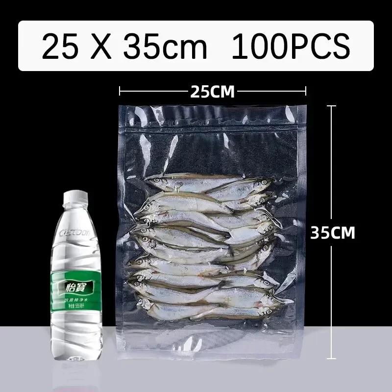 100pcs/Lot Kitchen Vacuum Sealer Bag Transparent Food Packaging Bag Fresh-Keeping Food for Food Saver Seal Storage Meal