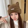 Winter Plush Beanies Cute Bear Ear Wool Hat  Warm Lace-up Gorros Knitting Cap Women Women's Woolen Warm Fisherman's hat