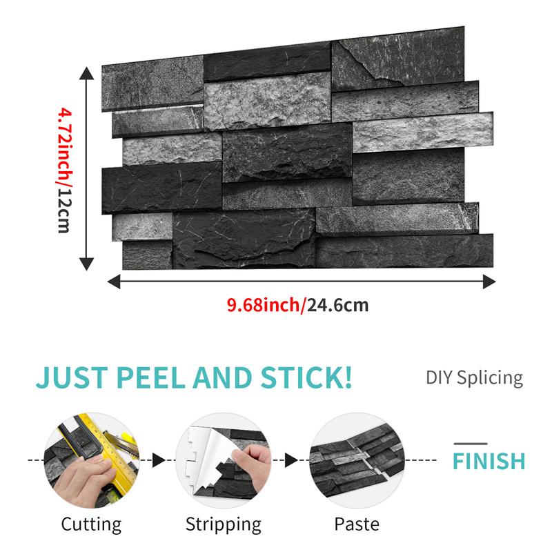 12 Pcs Self Adhesive Tile Sticker Waterproof PVC Marble Pattern Peel And Stick Panels Bathroom Kitchen Backsplash Wall Decals