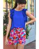 Azura Exchange Belted Floral Print Shorts