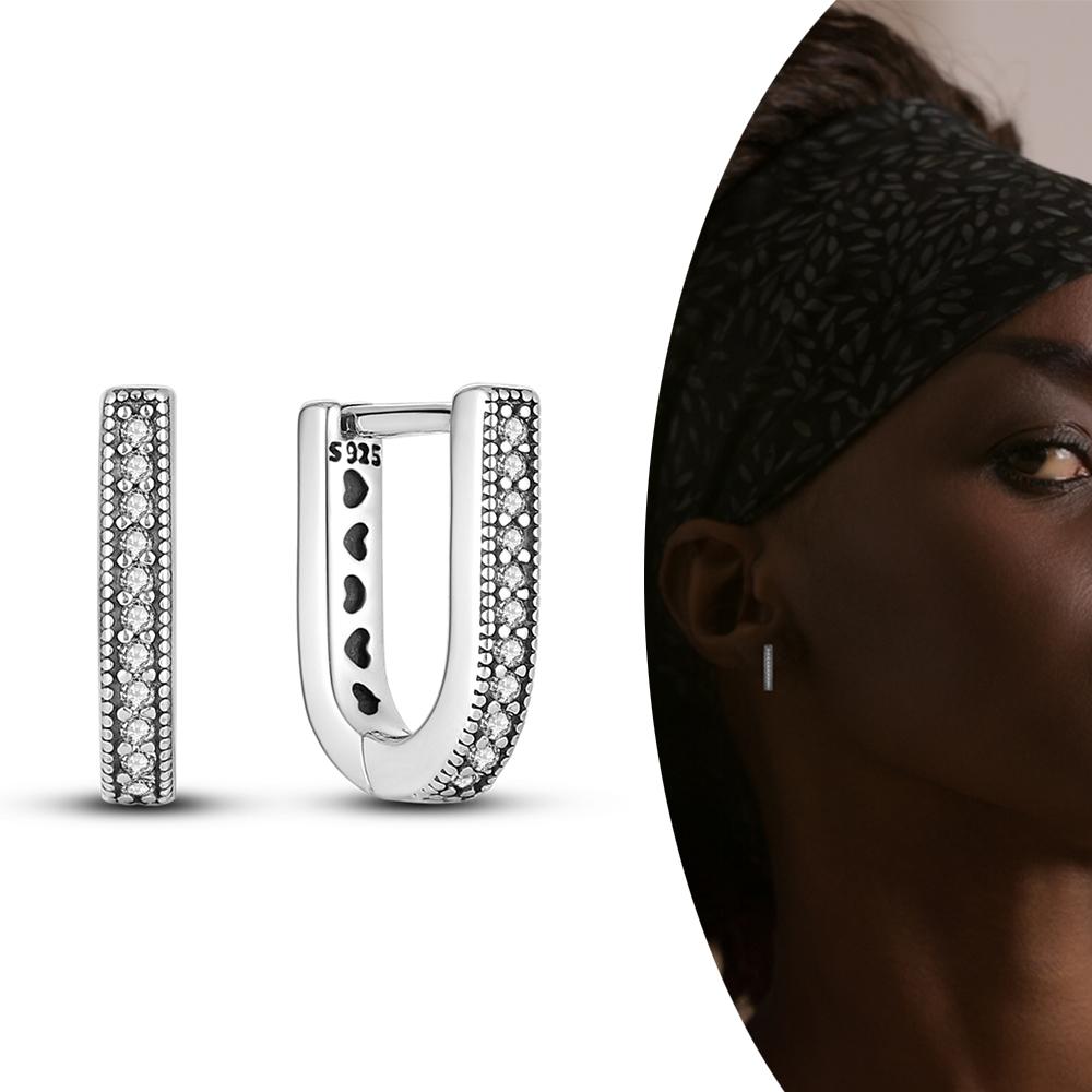 MULA Двойные серьги-кольца из стерлингового серебра 925 пробы с цирконием, цветком, звездой, U-образной формой, квадратным сердцем, паве, серьги-гвоздики в подарок для женщин, ювелирные изделия