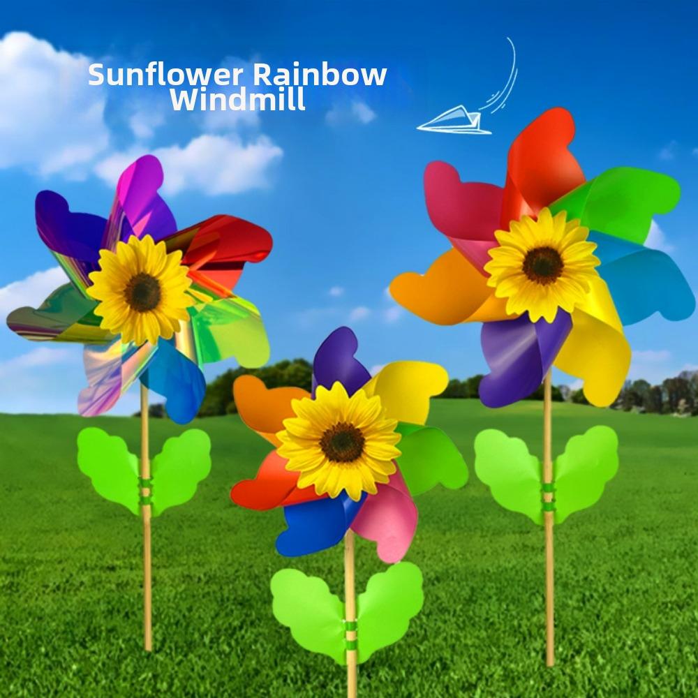 21/29/37cm Sunflower Windmill Multistyles Colorful Windmill Outdoor Party Picnic Decor