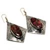 Copper Pink Tourmaline Gemstone 925 Silver Plated Jewelry Earring 2.5"