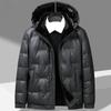 Leather Down Jacket Men's Winter New PU Leather Waterproof Men's Hooded Leather Down Jacket Men's Thickened Down Jacket
