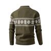 New Men's Casual Stand Collar Christmas Sweater Fashion Jacquard Loose Large Size Knitted Cardigan Jacket