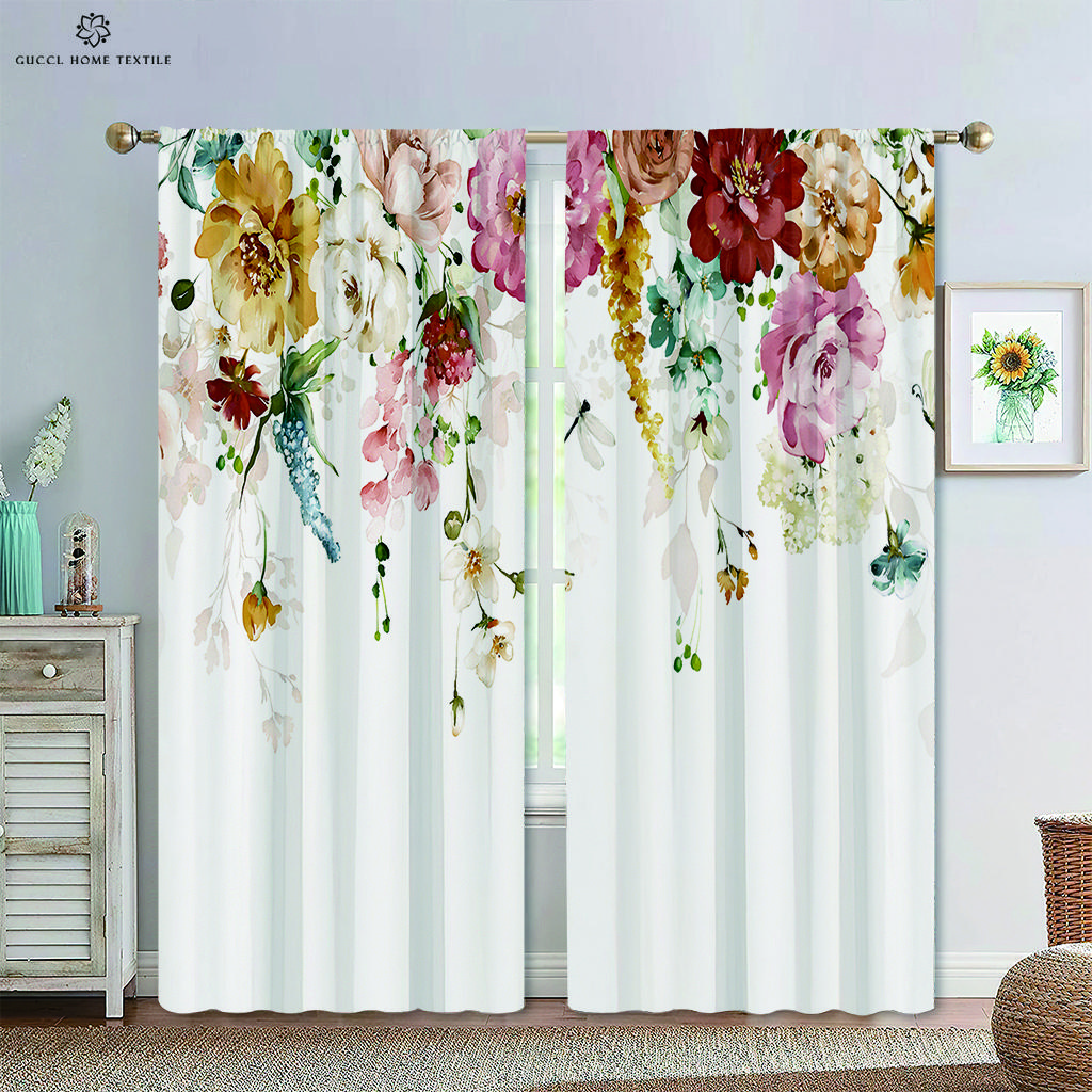 Карман для карниза с цветочным рисунком в виде листьев для спальни, гостиной, кухни, домашнего декора, современного простого оформления окна, 2 шт.