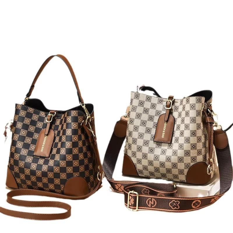 Женская стильная сумка с шахматным принтом, большая вместимость, универсальная сумка через плечо для поездок на работу, классическая ретро-сумка через плечо