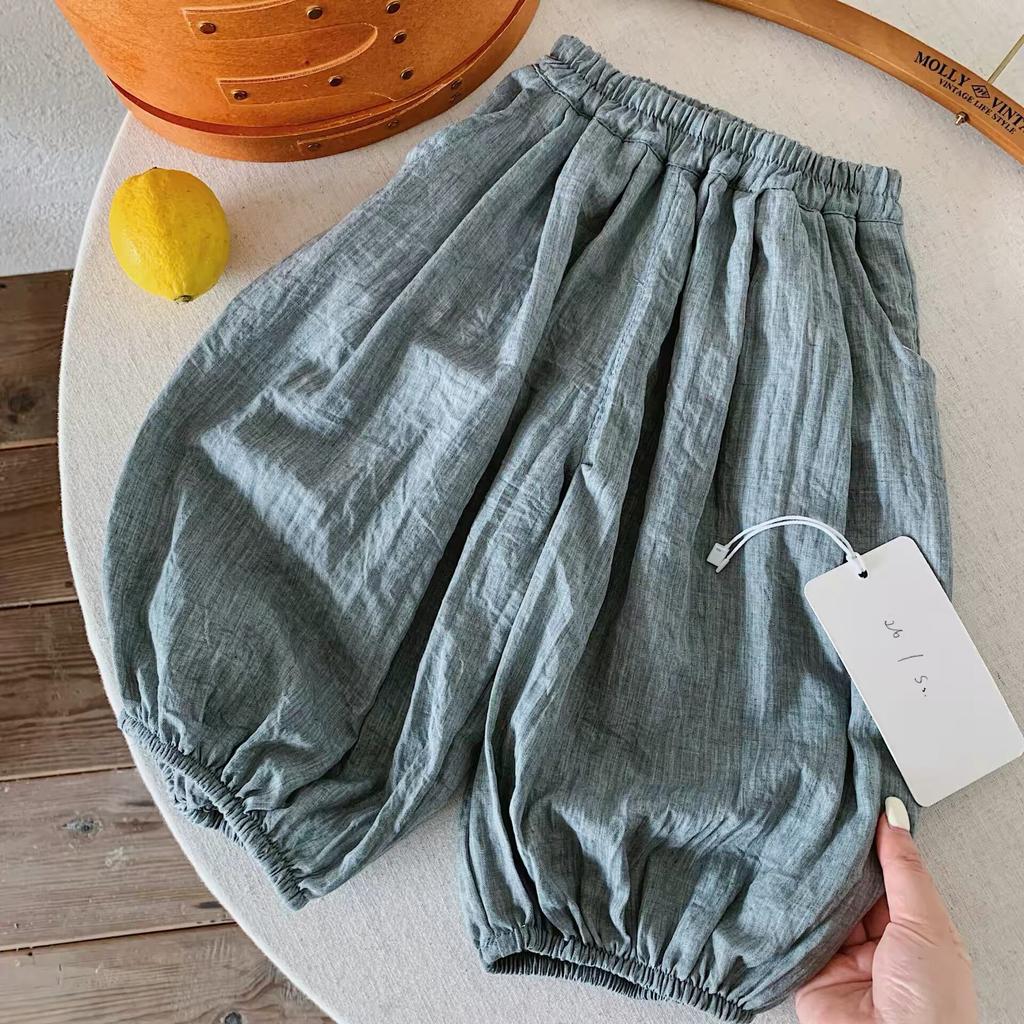 Детские летние легкие свободные антимоскитные однотонные штанишки-bloomers для мальчиков и девочек