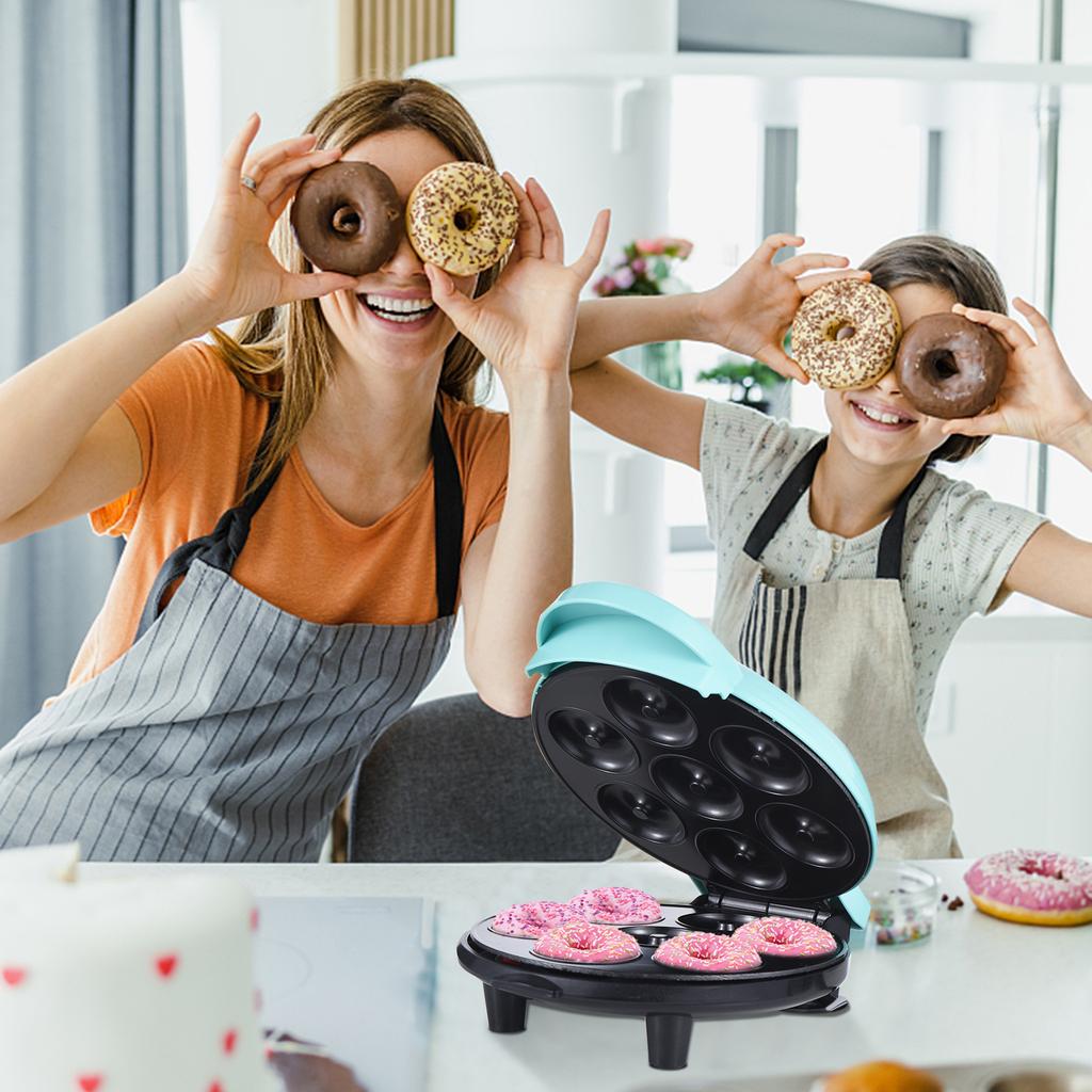 Dash Mini Donut Maker Machine Makes 7 Doughnuts 700W Double-Sided Heating Non-Stick Coating Electric Donut Maker Machine