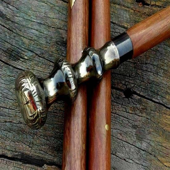 Royal Handicraft Brass Walking Stick from Victorian Christmas Gift Head Handle Wooden Cane