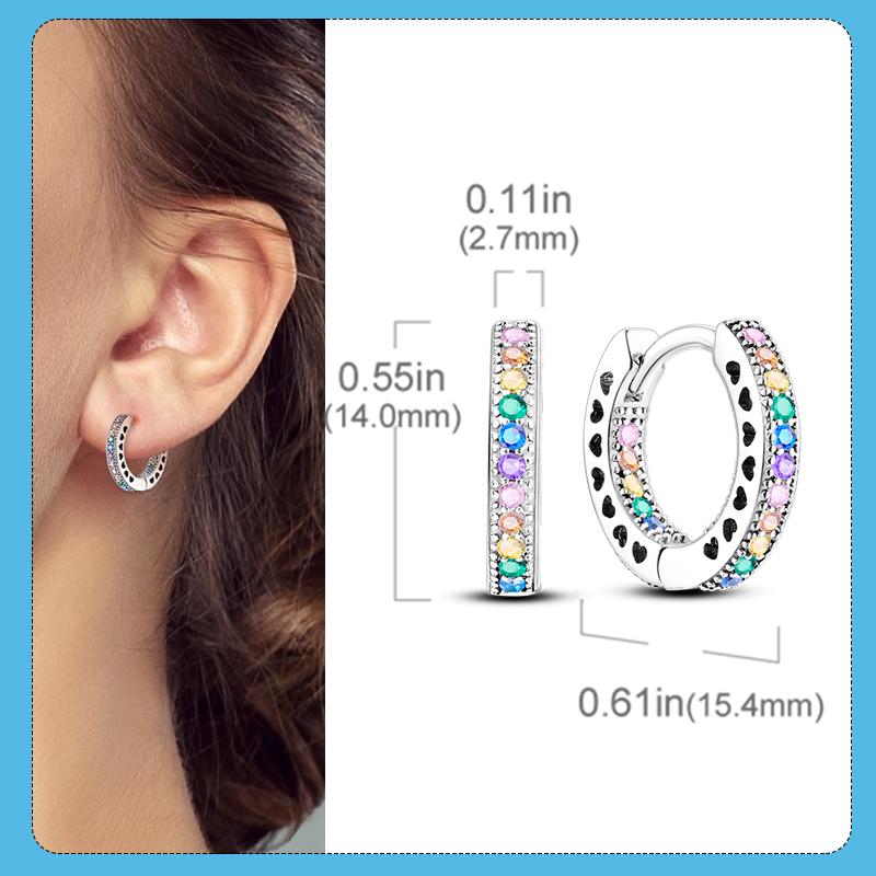 New S925 Silver Double Hoop Earrings Sparkling Pave Stud Earring Gift For Women Engagement Jewelry Anniversary