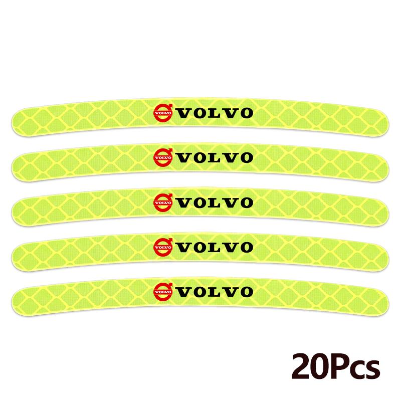 dwrzs5 For Volvo 20PCS Car Wheel Hub Reflective Stickers Safety Warning Decals For Volvo EX30 XC60 XC40 V60 V40 XC90 XC70 V50 S60 V70 S